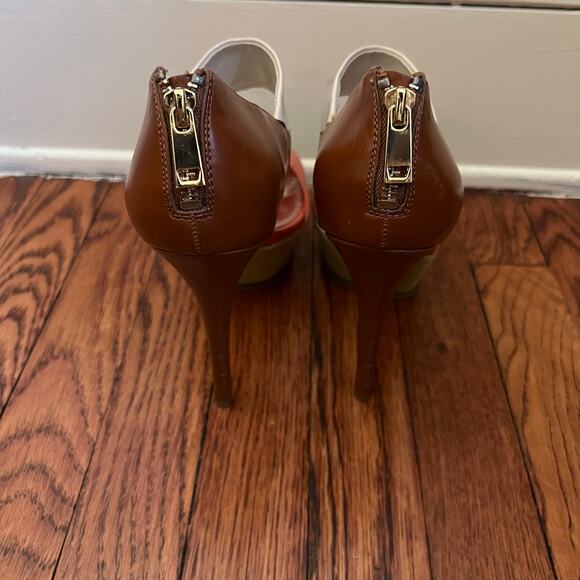 Suede Colorblock Venessa Stiletto Platform Heels Sandals Size 7.5 BackZip Boho - Picture 6 of 16